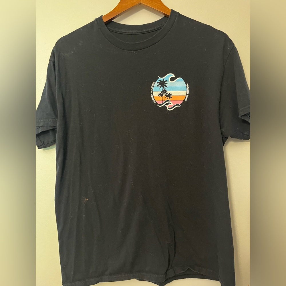 Black Graphic T-Shirt with Palm Design